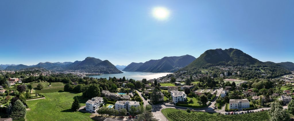 Paradiso Lugano, vista aerea panoramica Lago_foto e video per il mercato immobiliare_Servizi con drone in Ticino e Svizzera.